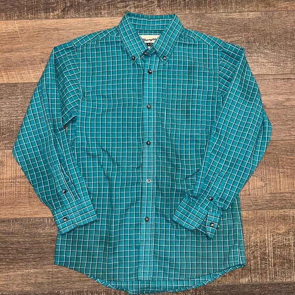 Wrangler Plaid Button Down Shirt Boys Large - Picture 1 of 6